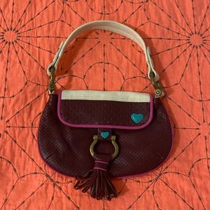 Gap Purse Burgundy Leather Handbag with Hearts